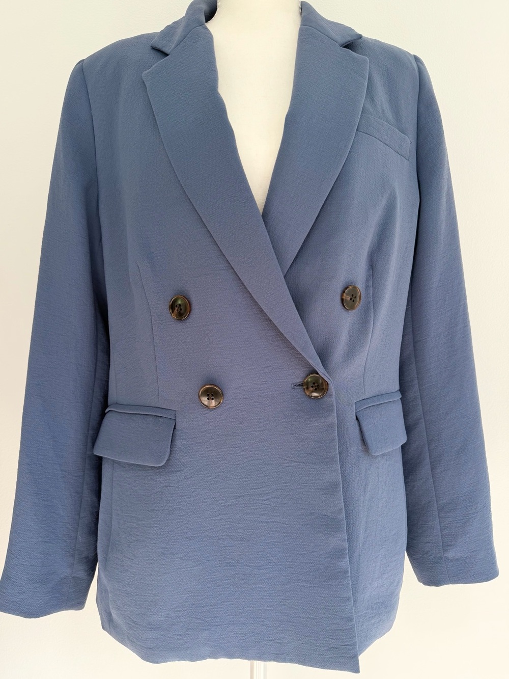 Madewell Rosedale Crepe Blazer Blue Double Breasted Career Jacket Size 10 - Picture 4 of 8